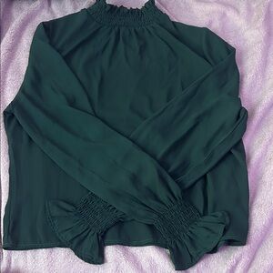 SHEIN Dark Green Smocked Blouse